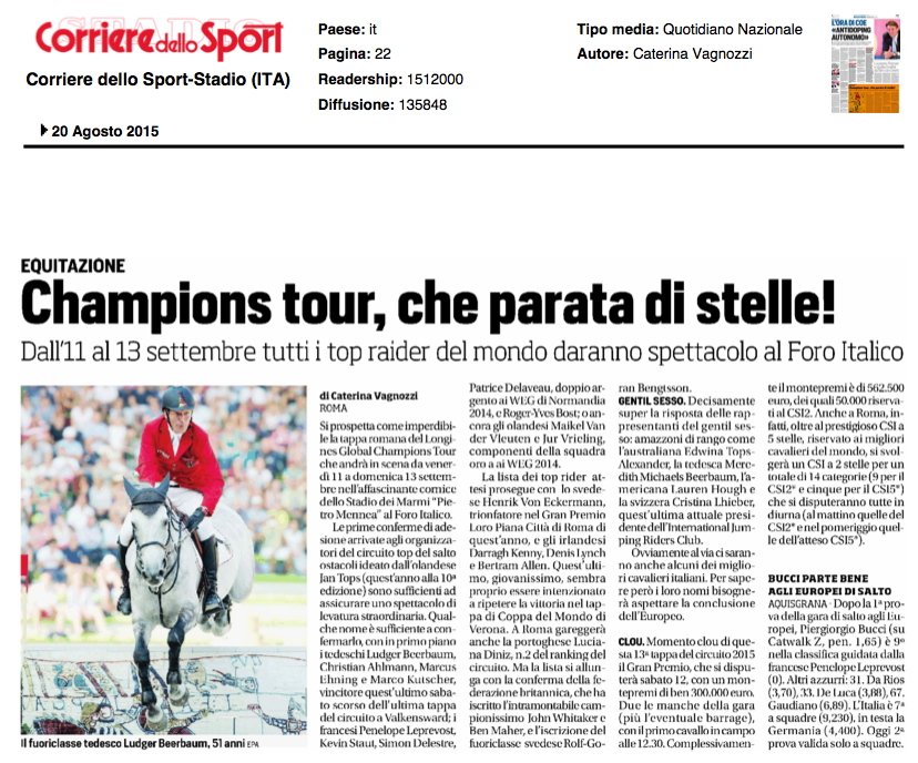 CHAMPIONS TOUR, CHE PARATA DI STELLE!