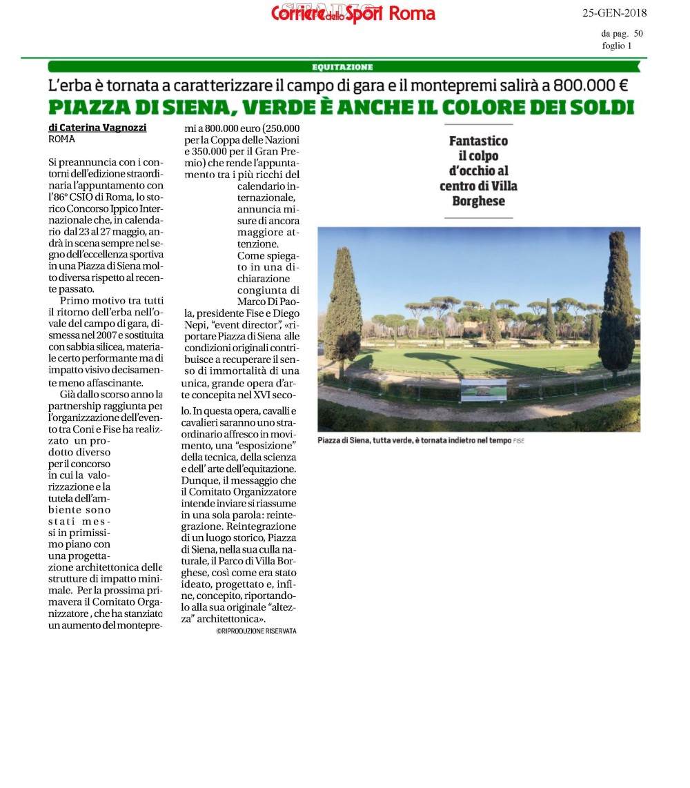 CORRIERE DELLO SPORT – 25 gennaio 2018